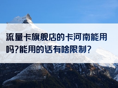 流量卡旗舰店的卡河南能用吗？能用的话有啥限制？