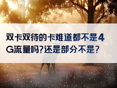 双卡双待的卡难道都不是4G流量吗？还是部分不是？