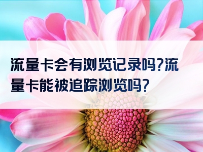 流量卡会有浏览记录吗？流量卡能被追踪浏览吗？