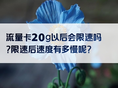 流量卡20g以后会限速吗？限速后速度有多慢呢？