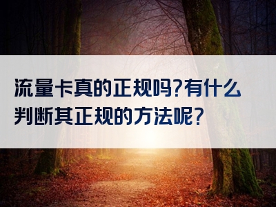 流量卡真的正规吗？有什么判断其正规的方法呢？