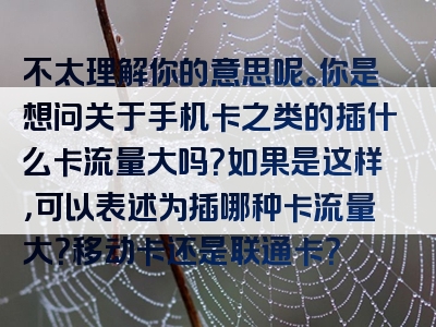 不太理解你的意思呢。你是想问关于手机卡之类的插什么卡流量大吗？如果是这样，可以表述为插哪种卡流量大？移动卡还是联通卡？