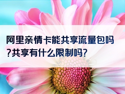 阿里亲情卡能共享流量包吗？共享有什么限制吗？