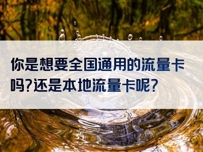 你是想要全国通用的流量卡吗？还是本地流量卡呢？