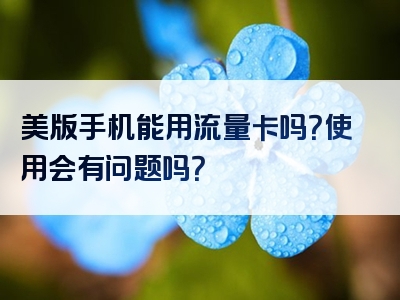 美版手机能用流量卡吗？使用会有问题吗？