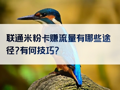 联通米粉卡赚流量有哪些途径？有何技巧？