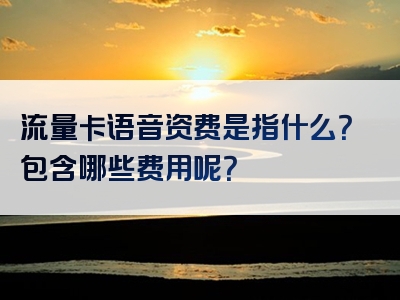 流量卡语音资费是指什么？包含哪些费用呢？